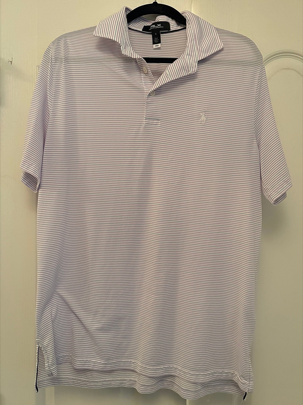 RLX Ralph Lauren Men’s Lavender & White Thin-Stripe Polo